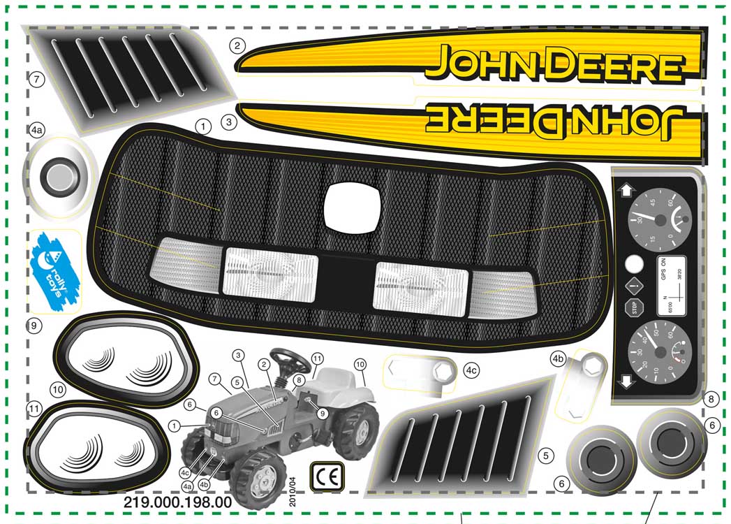 Decal set rollyKid John Deere - rolly toys® - Original vom Hersteller -  Made in Germany - Produkt-Nr.: 21900019800 - GTIN/EAN 4006485948192 -  Lieferzeit: 2-4 Werktage